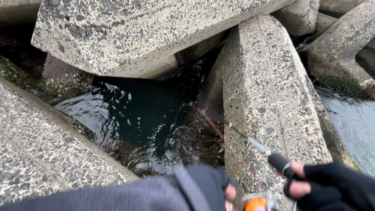 テトラポッドに潜むバカでかいカサゴを狙って穴釣りしにきた 山陰釣り新報