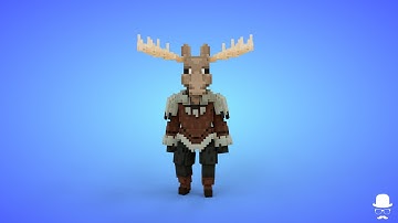 Moose Warrior Voxel Character - 3D Lowpoly Fantasy Creature - Game Asset