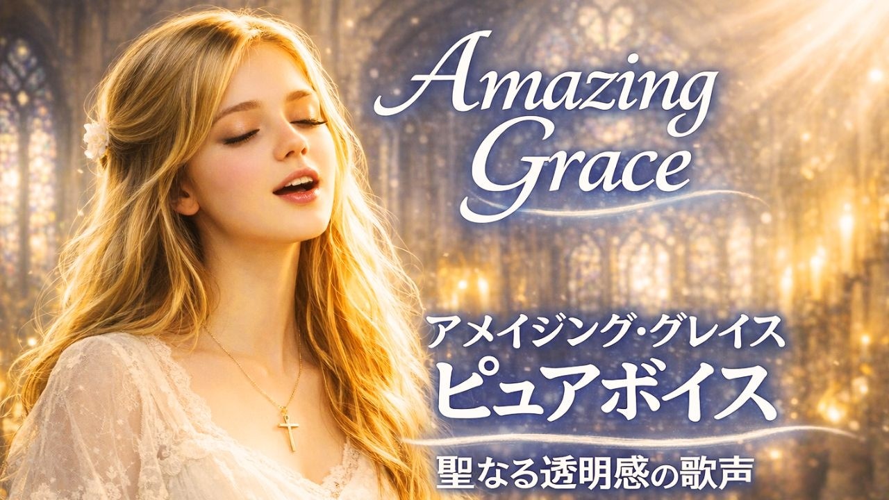 Amazing Graceアメイジンググレイス（ピュアボイスPure Voice｜賛美歌　少女　聖なる透明感の歌声　奇跡の歌声　聖歌　癒しヒーリングミュージック　ヒーリングソング英語日本語カタカナ歌詞