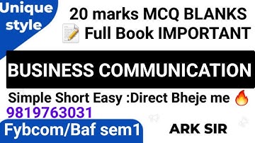Lec 1 2024 Business Communication 1 20marks Mcq Fybcom sem1 MUMBAI University Idol ARK SRK SIR