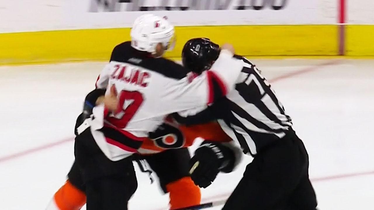 gotta see it big hits haymakers misconducts between flyers flyers fan chokes devils fan