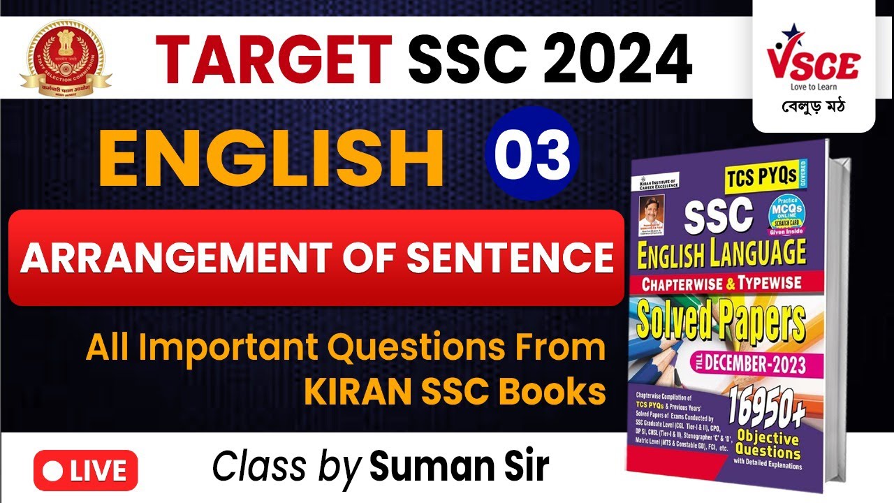 Sentence Rearrangement Csc Sentence Rearrangement | SSC CGL, CHSL, MTS Exams | Kiran SSC English ...