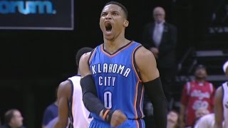Russell westbrook 1 rebound shy from breaking record! clutch 3!
