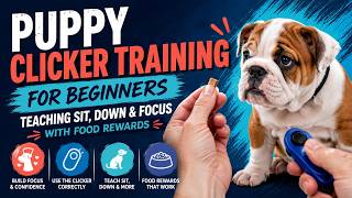 Puppy Clicker Training for Beginners | Teaching Sit, Down & Focus with Food Rewards