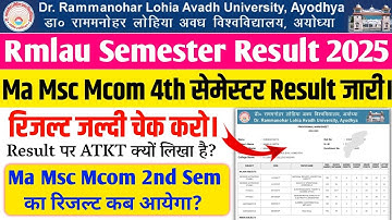 rmlau result 2025 rmlau ma msc mcom 4th semester result 2025 rmlau ma msc mcom 2nd sem result 2025