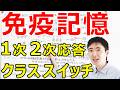 【大学・薬学部の免疫学】免疫記憶での記憶細胞の役割と抗体のクラススイッチ(IgM→IgG)【過去の出会いは忘れない】