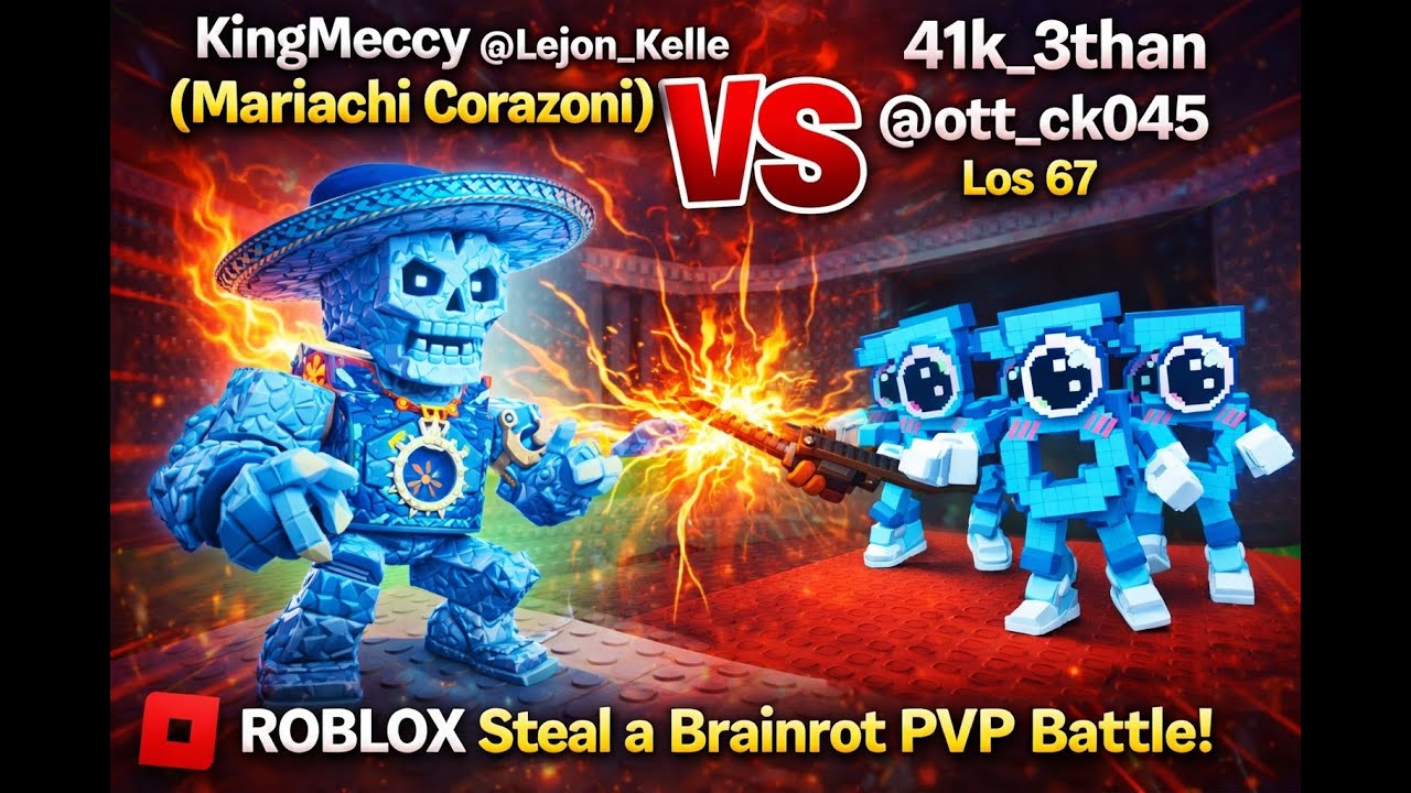 KingMeccy @Lejon_Kelle (Mariachi Corazoni) VS 41k_3than @ott_ck045 | Roblox Steal a Brainrot PVP!