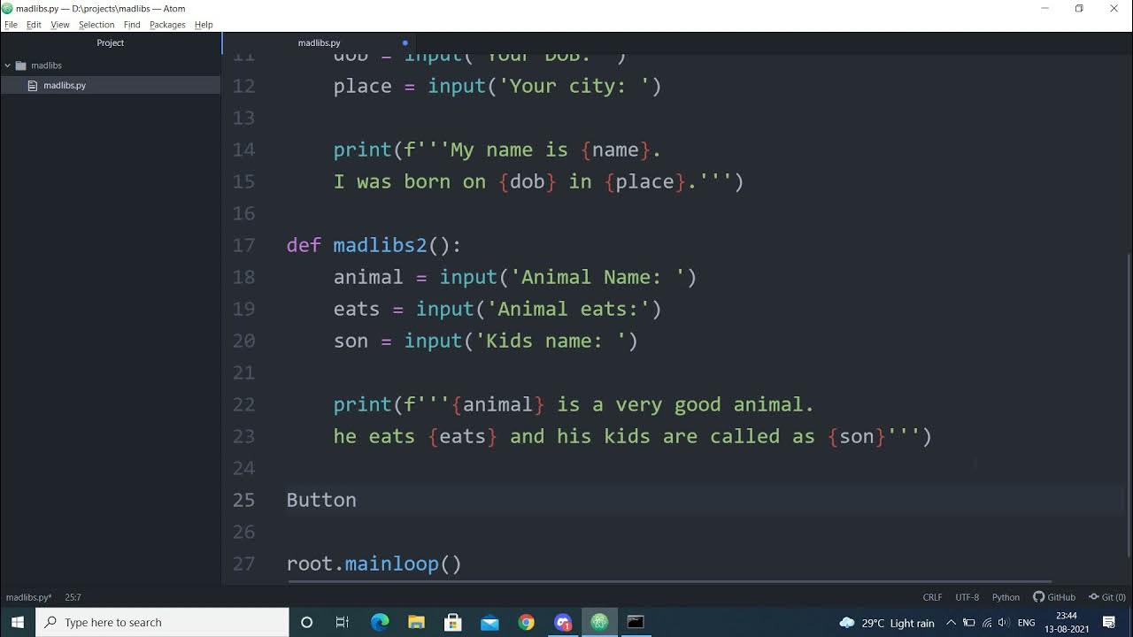 Create a Mad Libs Generator using Python - YouTube