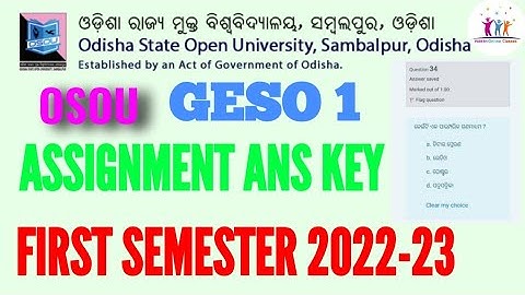 OSOU ASSIGNMENT EXAM 2023 || GESO 1 ANS KEY by PARESH SIR || @Pareshprashad #osou