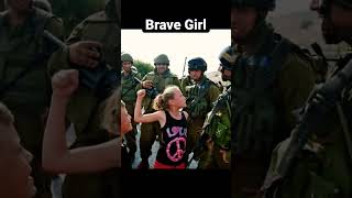 Brave Palestinian girl protesting against Israeli soldiers islam muslim palestine israel