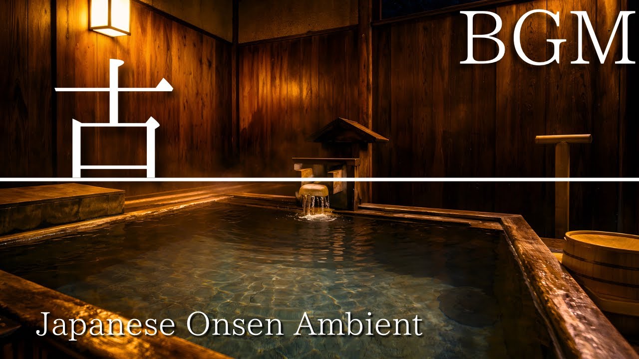Japanese Onsen Relaxation Music | Quiet Old-Japan Ryokan Night | onsen ambience for Stress Relief
