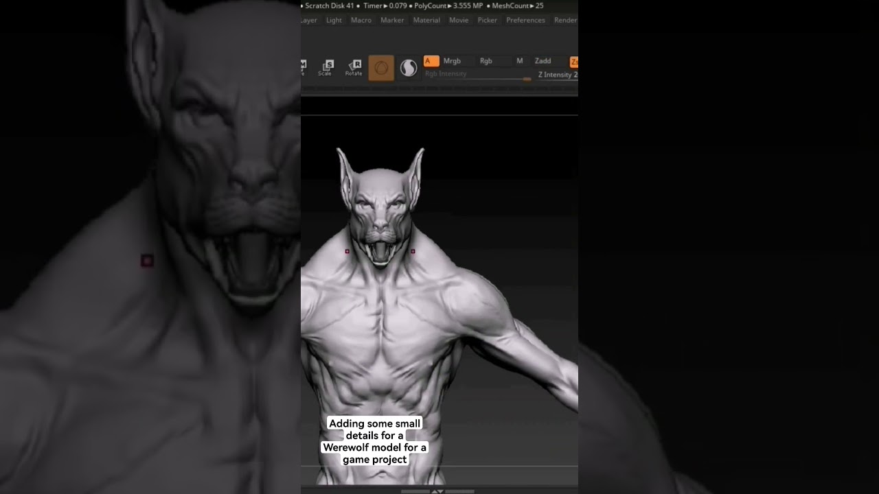 Werewolf details🐺||. #3dmodel #blender #zbrush #art #werewolf #3dmodeling #gameasset #gamecharacter