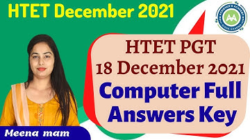 PGT Computers 18 Dec 2021 Answer Key full Paper