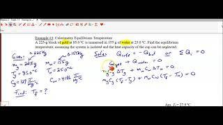 Topic 11, Example #3, Calorimetry Equilibrium Temperature