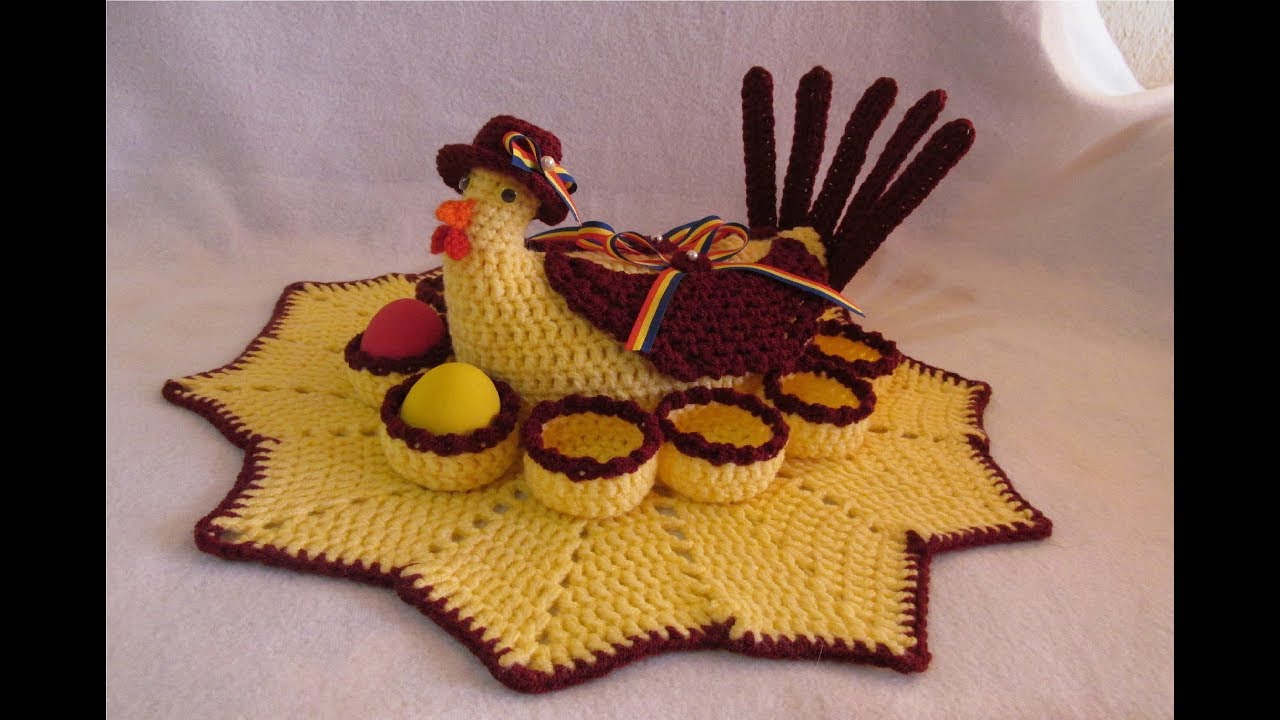 Gaina cu suporturi pentru oua, crosetata (Subtitle English symbols) PARTEA I