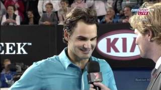 Federer's Post Match Interview after defeating Tsonga in SemiFinals AO 2010