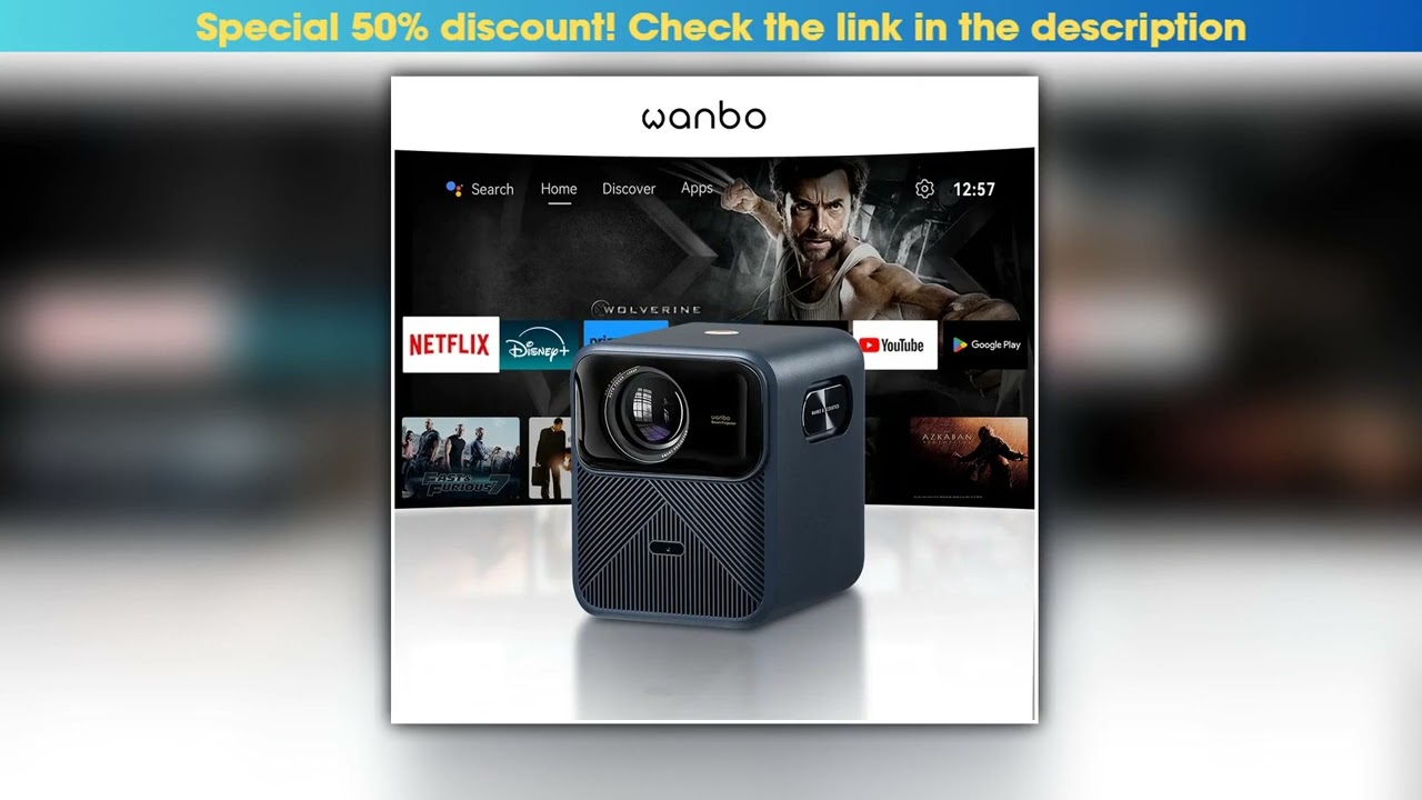 Wanbo Mozart 1 Pro 2025 4K 1200 Ansi Projector Google TV 1080P HDR10 MEMC HDMI 20 Sealed Beam