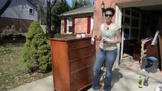 http://www.ThriftDiving.com - The ugliest of old dressers can be beautiful again with the right paint and DIY skills. For this DIY 