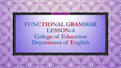 (Lecture-4), Functional Grammar, Graphological Constituency, Sentence, Sub-sentence, Word, Letter