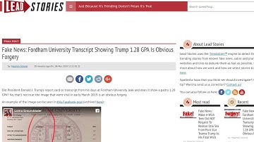 Fake News: Fordham University Transcript Showing Trump 1.28 GPA Is Obvious Forgery