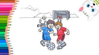 Cómo Dibujar y Colorear Niños jugando futbol | Dibujos Para Niños con MiMi 😺 | Aprender Colores