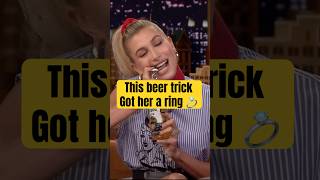 Hailey Bieber Viral Beer Trick That Won Justin’s Heart ♥️ #haileybieber #justinbieber #jimmyfallon