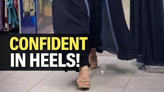 Arab Hijab Burqa Clad Women High Heels Try On