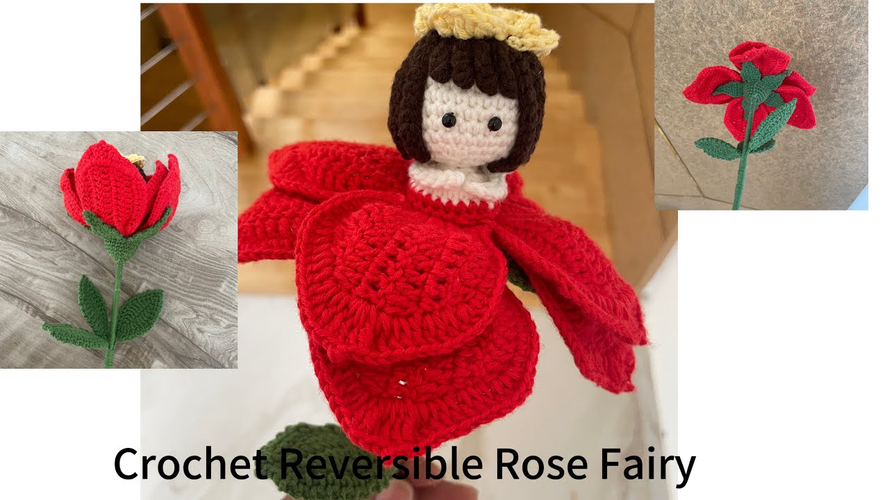 Part-4 Hair* Beautiful crochet Reversible Rose Fairy 🧚