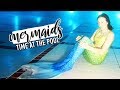 Mermaid Sisters Swimming at the Pool!