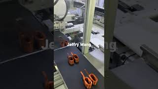 Continuous winding of double coils of enameled flat copper wire for automatic runway line