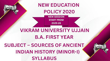 Vikram University Ujjain B.A.1st Year Sub – Sources Of Indian History (Minor-I) Syllabus #viralvideo