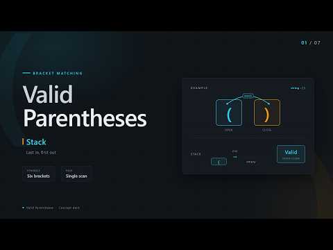 P20 Valid Parentheses | Stack Matching in One Pass (O(n))
