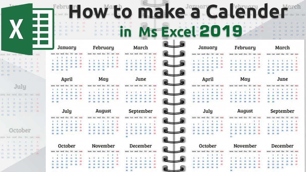 How to make a calendar in Microsoft Excel 2019 - YouTube