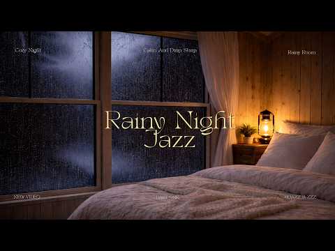 🌧️ Rainy Night Jazz for Deep Sleep (3 Hours) | Cozy Bedroom Ambience 🌙