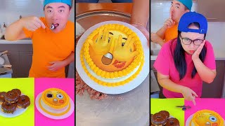 Emoji cake vs lemon juice ice cream challenge! 🍨