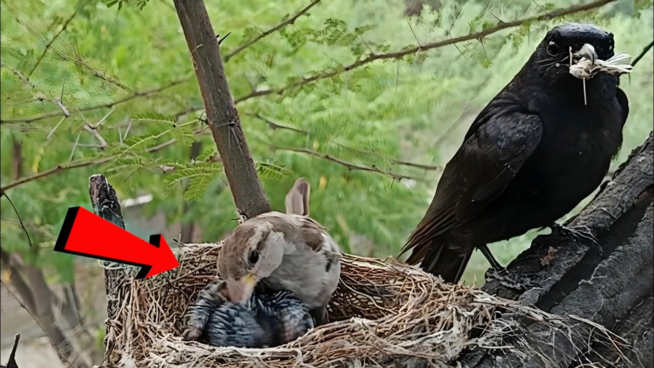 Sparrowbird attacks baby Black drongo @onlybirds107