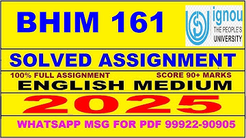BHIM 161 solved assignment 2025 || bhim 161 solved assignment 2025 in English || ignou bhim161 2025