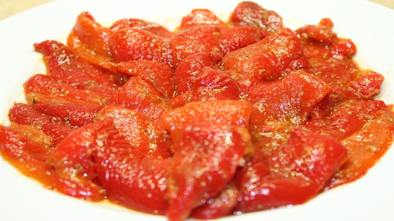 طريقة عمل مخلل الفلفل الاحمر الحلو المشوي المدخن