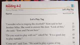 L1 Let's Play Tag - AZ Fluency passage echo reading