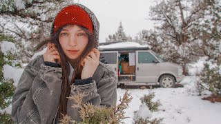 Snowy work day living in my van // solo van life with a remote job