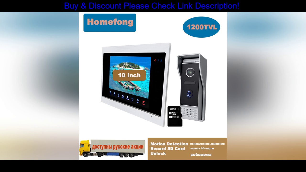 ☑ Review Homefong  10 Inch Large Screen Video Door Phone Intercom System Doorbell With Camera Motio