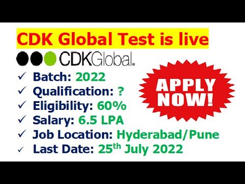 CDK Global is hiring 2022 batch | Test is live now! | How to attend the exam? | Eligibility?