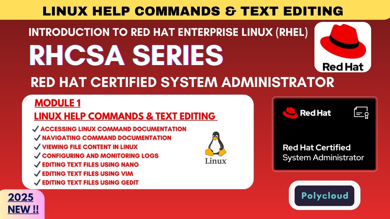 Linux Help Commands & Text Editing | RHCSA Tutorial (man, Nano, Vim ...