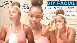 AT HOME FACIAL + DIY Skincare Routine for Clear Skin, Less Acne + Reduce Hyperpigmentation