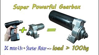How to make SUPER POWERFUL GEAR BOX with Starter and Drill
