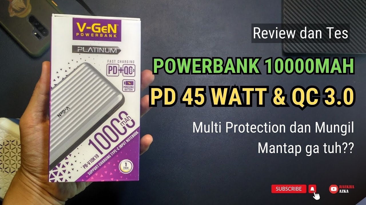 Power bank V-Gen Platinum PD 45 Watt 10000mAh | Can charge your laptop bro  !!! - YouTube