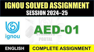 AED 01 Solved Assignment 2024-25 || aed-01 solved assignment in English || Jan 2025 to Dec 2025