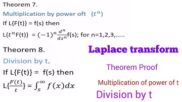 Multiplication by power of t | Division by t | Laplace transform Theorem 7&8 solve | Laplace trans.