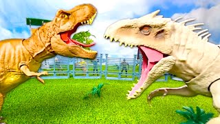 EPIC Jurassic World Dinosaur Fights! Tyrannosaurus Rex & More Jurassic Park Dinosaurs BRAWL