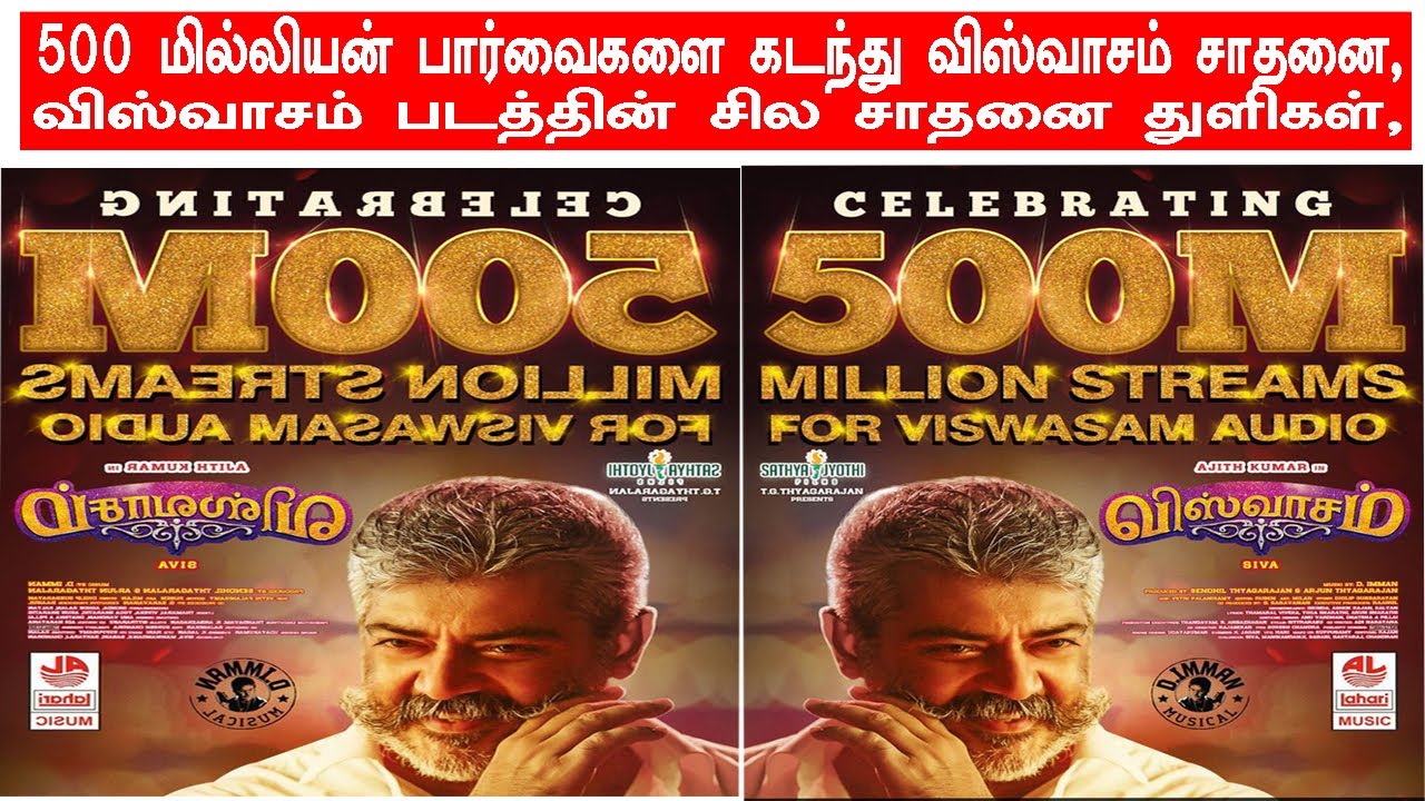 Viswasam's Record Crossing 500 Million Views, And Broken Other Records Also,